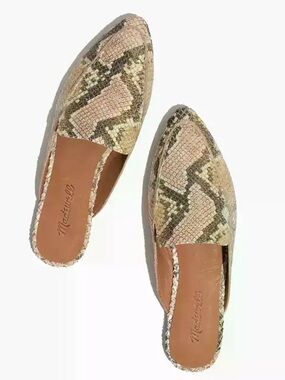 Madewell The Frances Skimmer Mule In Snake Embossed Leather Size 7